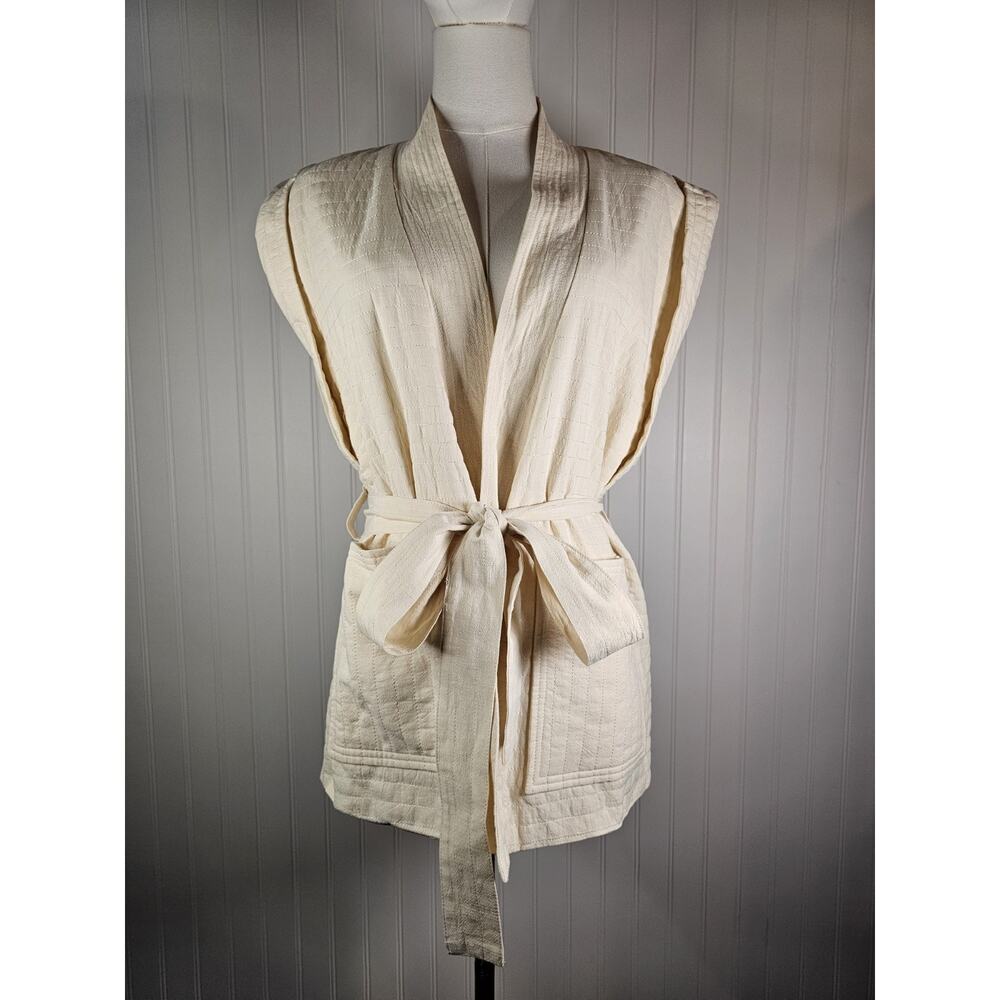 Dee Elly Kimono Top Women’s Size M Cream Quilted Minimalist Contemporary